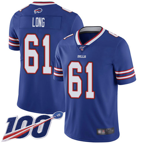 Men Buffalo Bills #61 Spencer Long Royal Blue Team Color Vapor Untouchable Limited Player 100th Season NFL Jersey